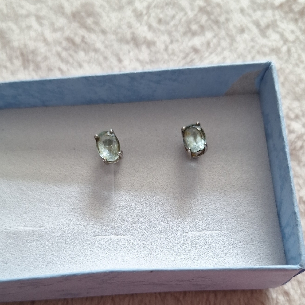 Silver Stud Earrings with Prong Setting